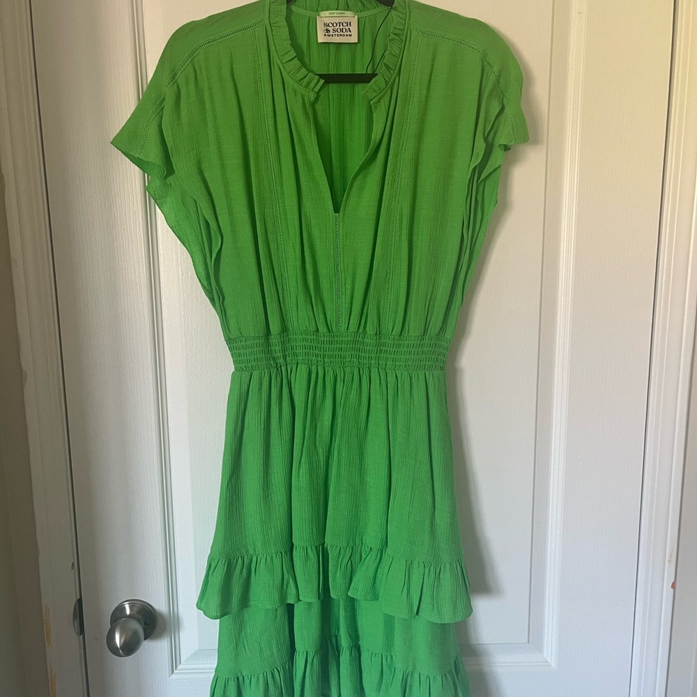 Scotch & Soda Green Ruffled Mini Sundress